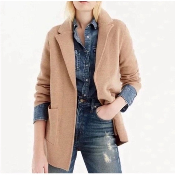 J.Crew brown Tan neutral 
Sophie open-front sweater-blazer SzXS 100% Merino Wool - Picture 3 of 7